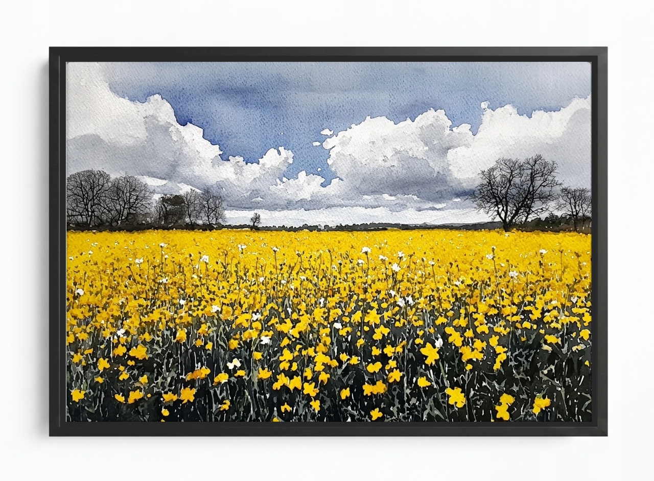 Obraz Rám Americký Box Krajina Příroda Pole Květiny Řepka Jaro 120x80