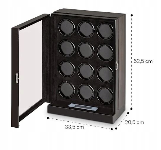 ROTOMAT CZARNY POŁYSK DREWNO NA ZEGARKI AUTOMATYCZNE SZKATUŁKA ETUI 12 Liczba miejsc rotujących inna