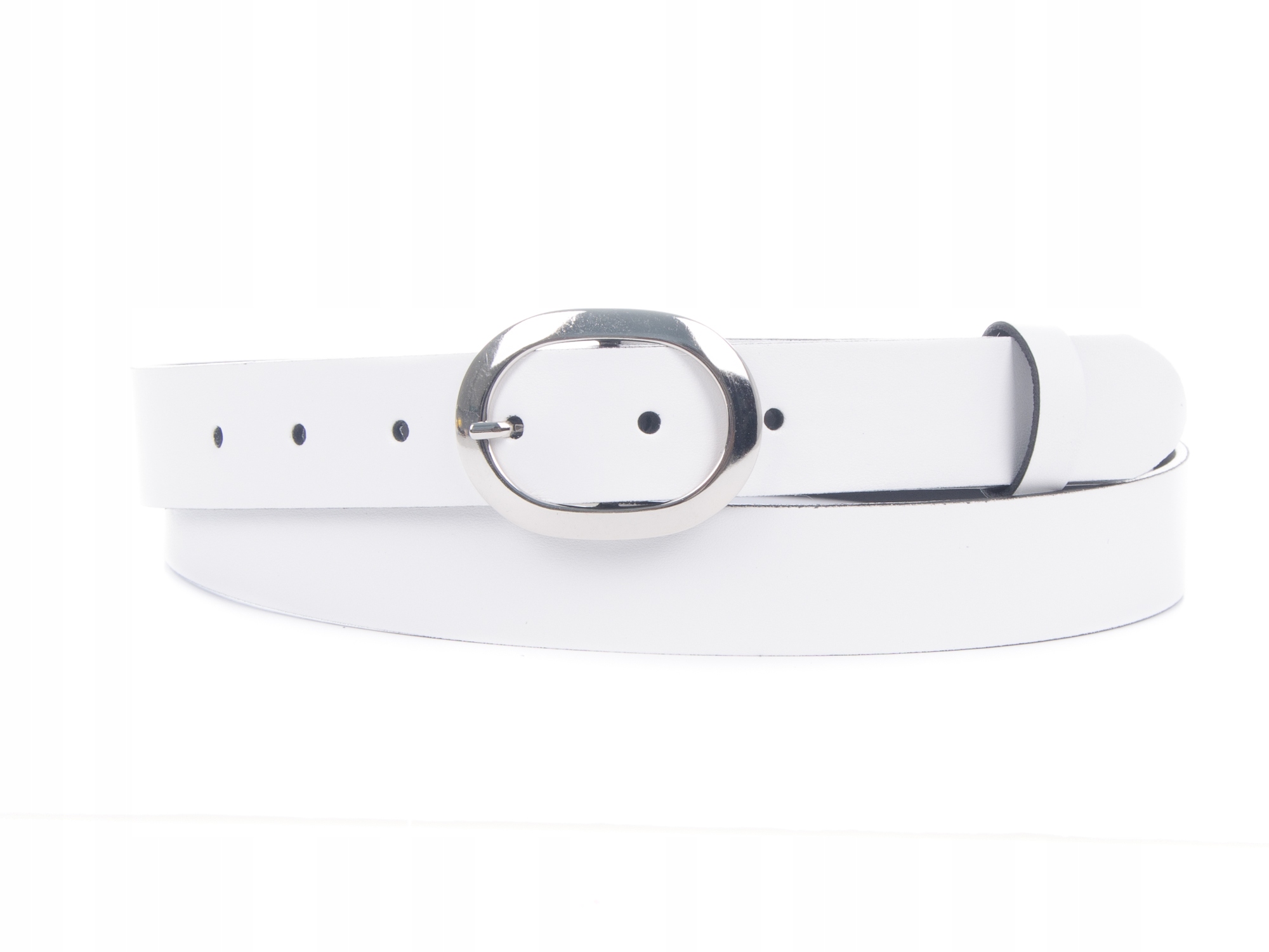 

XL 115 cm Damski Pasek Skóra Nat. Biały - 3 cm Pl
