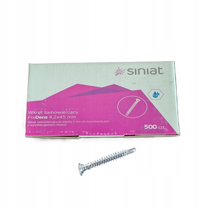 Samovrtujúca Skrutka Do Plechu Siniat Fixdens 2MM 4,2 x 45MM C3 500 Ks