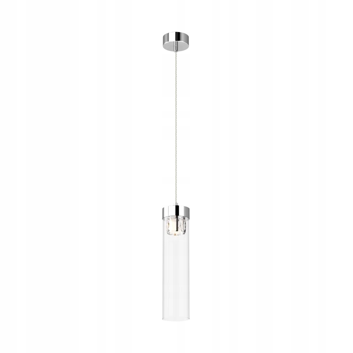 Závesná bodová lampa chróm s kryštálmi, sklenená trubica nad stôl Zuma Line