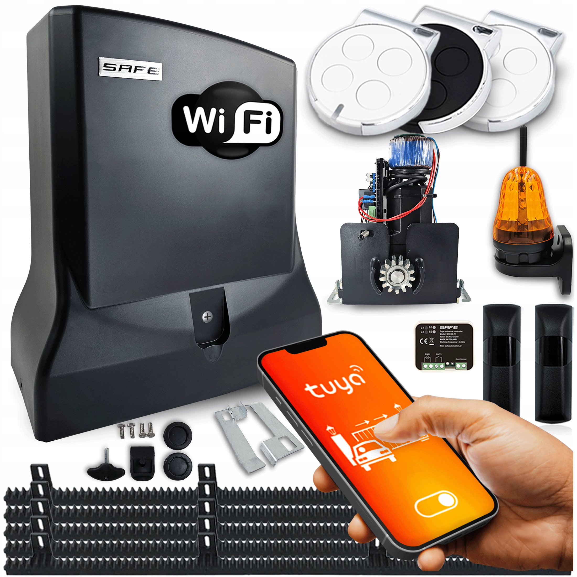 Pohon Posuvnej Brány Safe automat do 700 kg Wifi Tuya 5x lišty 3x diaľkové ovládanie
