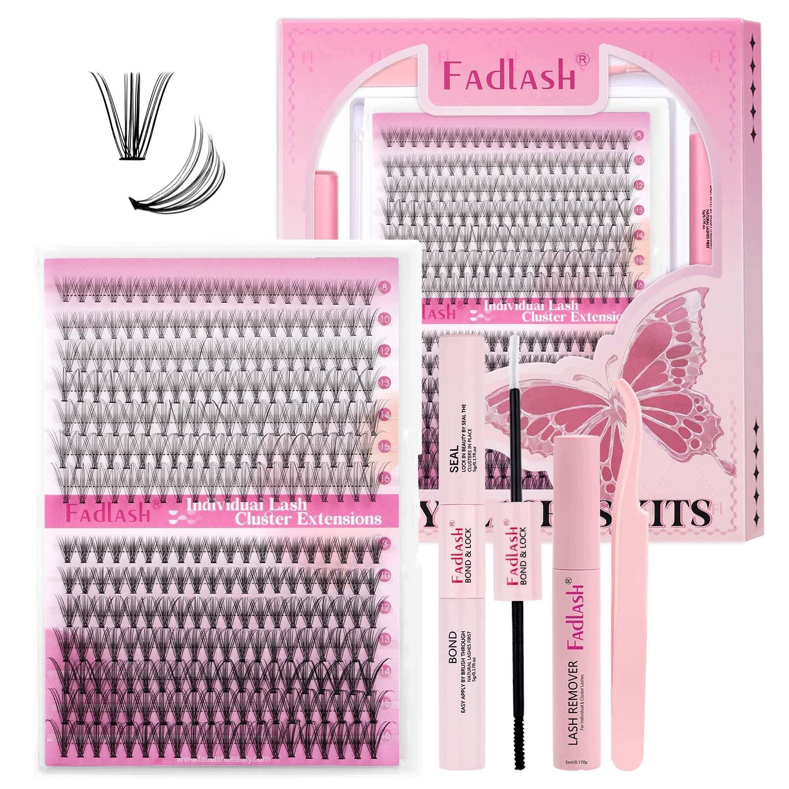 Sada na prodlužování řas Fadlash lepidlo pinzeta 4 ks