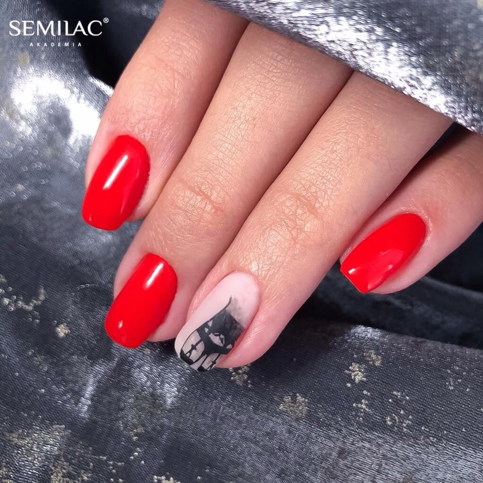 SEMILAC 039 Sexy Red UV LED Lakier Hybrydowy 7ml Kolor Odcienie czerwieni i różu