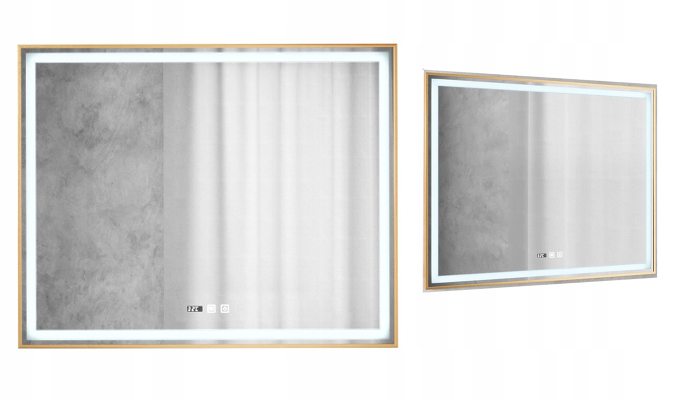 Obdĺžnikové podsvietené zrkadlo 100x80 s energeticky úsporným Led osvetlením Orion Rose Gold