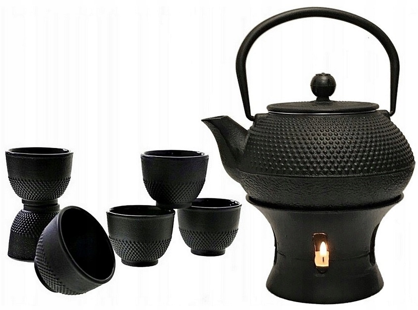 

Czajnik Żeliwny Imbryk+ Podgrzewacz+ Czarki zestaw