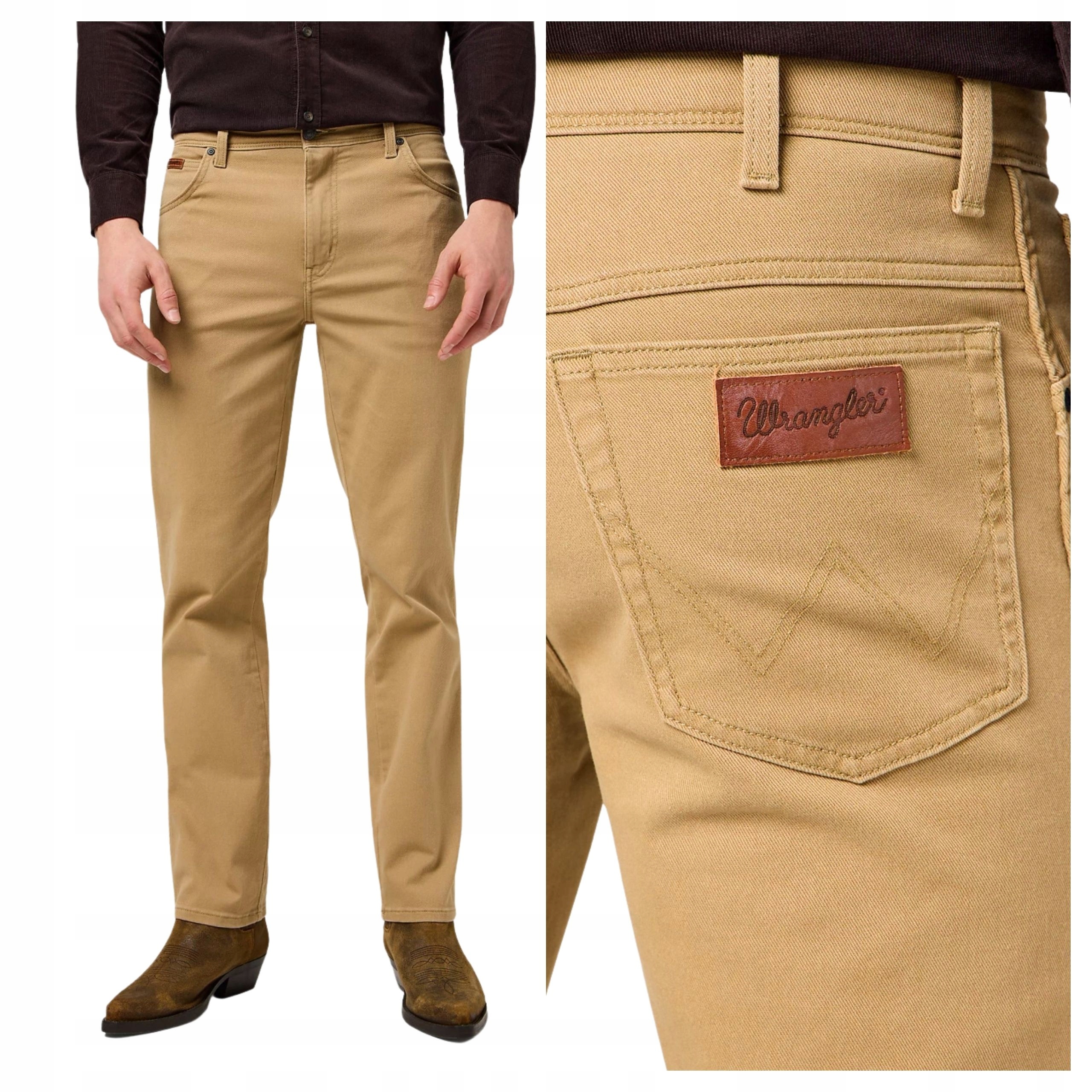 Pánské kalhoty Wrangler Texas Jeansové Regular Fit Klasické Béžové W34 L34