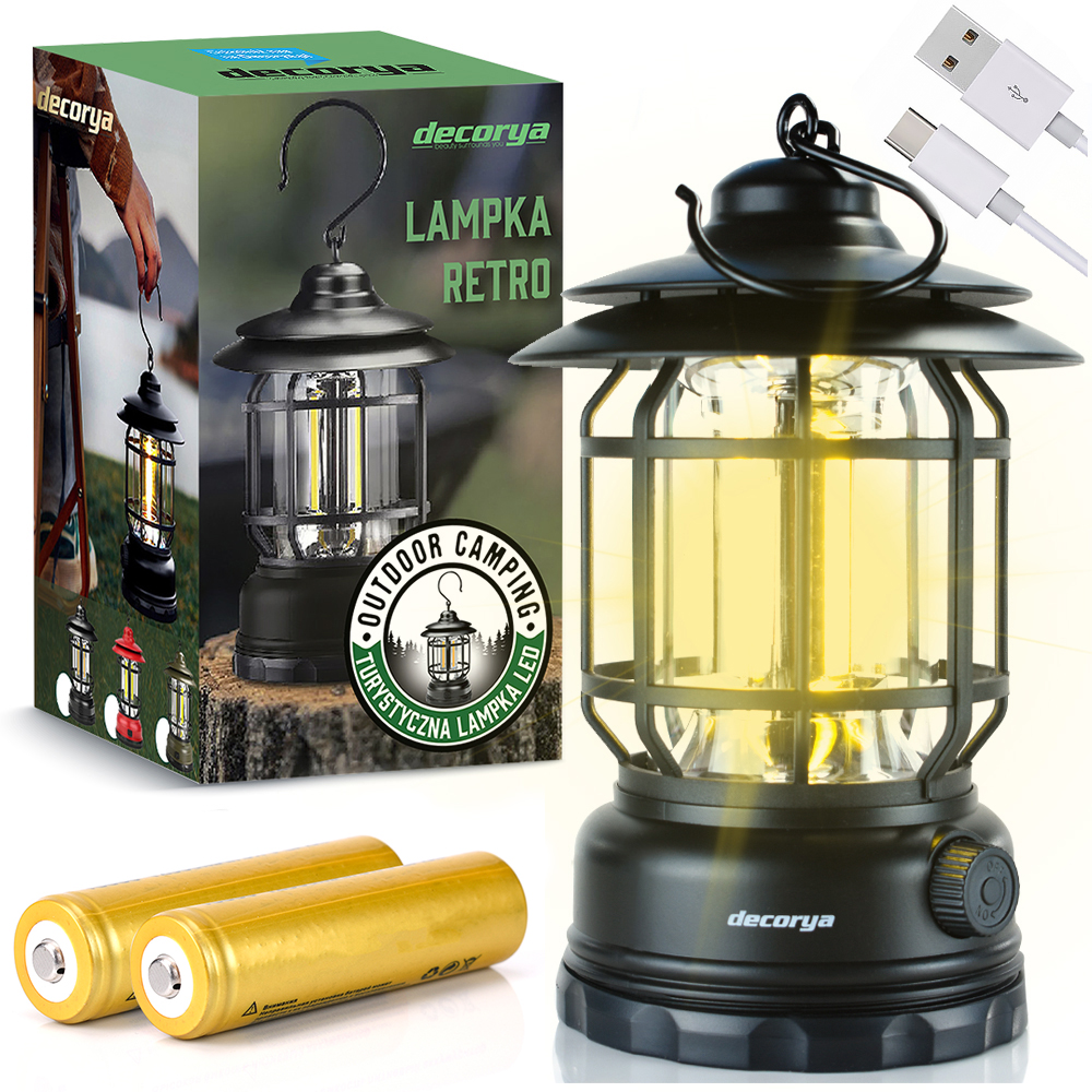 LAMPA AKUMULATOROWA RETRO LATARKA COB USB-C UCHWYT