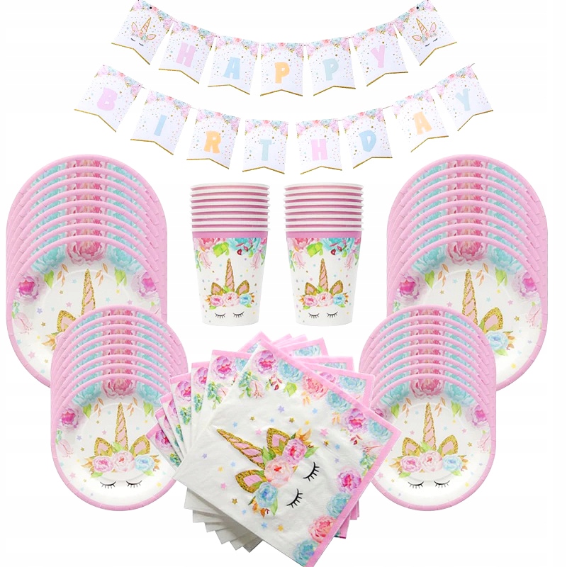 TALERZYKI papierowe JEDNOROŻEC URODZINY unicorn Motyw jednorożec