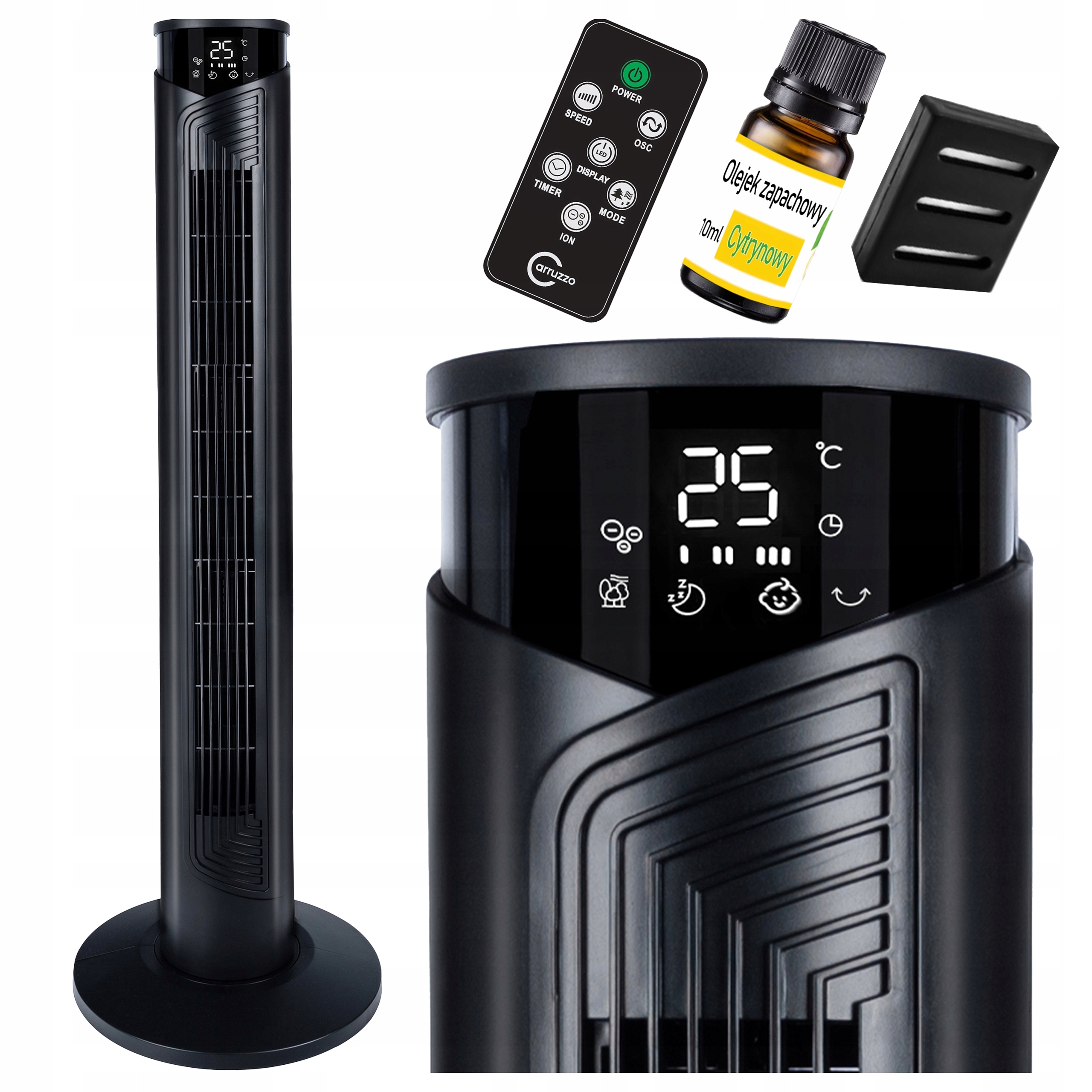 Sloupový Ventilátor Ionizace Větrák Stojící Časovač Dálkový Ovladač Aroma Box Olej