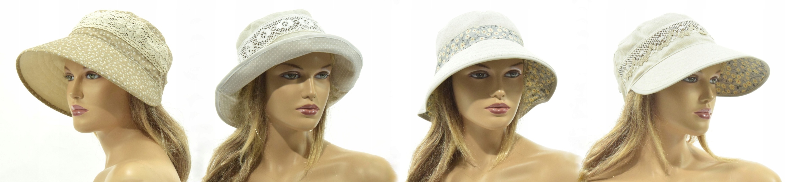 Kapelusz letni, bawełniany - MARZENKA Wzór dominujący bez wzoru