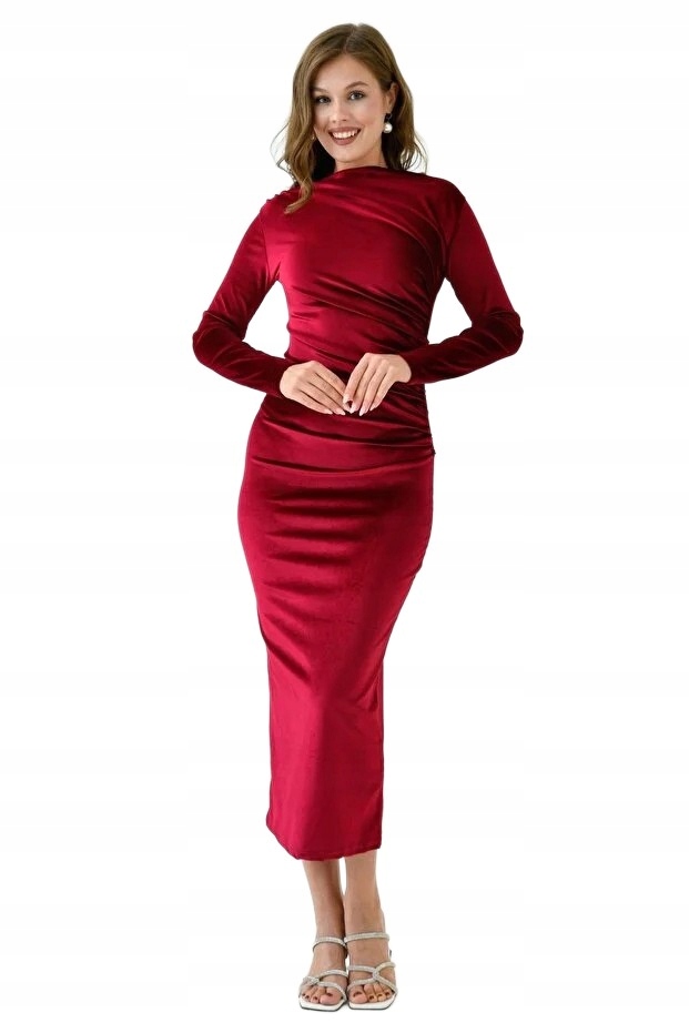 Lovebox Bordó Šaty S Volánky Maxi Dlouhá L 5FA* L 5_A