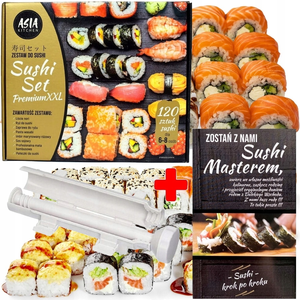 Sada na výrobu sushi Premium XXL Asia Kitchen a Sushi Roller Jako Dárek