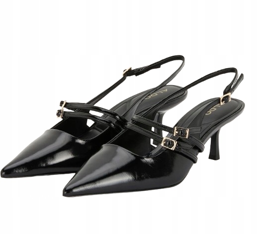 Aldo Dámské Lodičky Lakované Černé Se Zlatými Přezkami 38 T7C