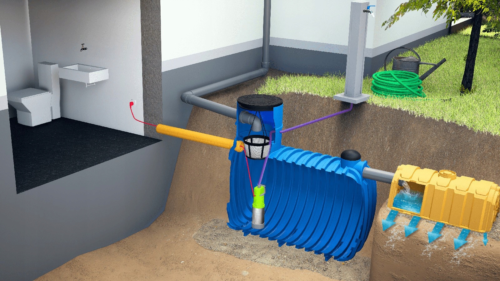 Zbiornik Na Wodę Deszczową Metria 3000L Pojemnik Na Deszczówkę Kpl. PRO+ Marka Tolen