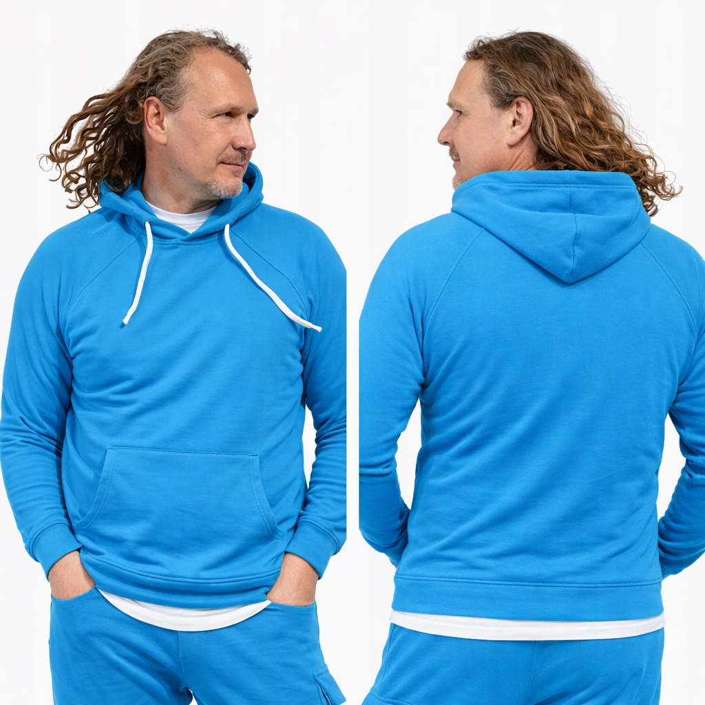 Pánská mikina klokanka s kapucí modrá, velikost S-3XL XXL