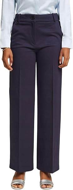 Esprit Modré Jednoduché Elegantní Kalhoty S Vysokým Pasem 34/32 6EA