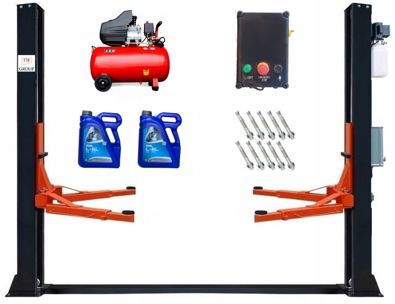 ДВУХКОЛОННЫЙ ПОДЪЕМНИК МАСТЕРСКАЯ АВТОМАТИЧЕСКИЙ 4T КОМПРЕССОР МАСЛО