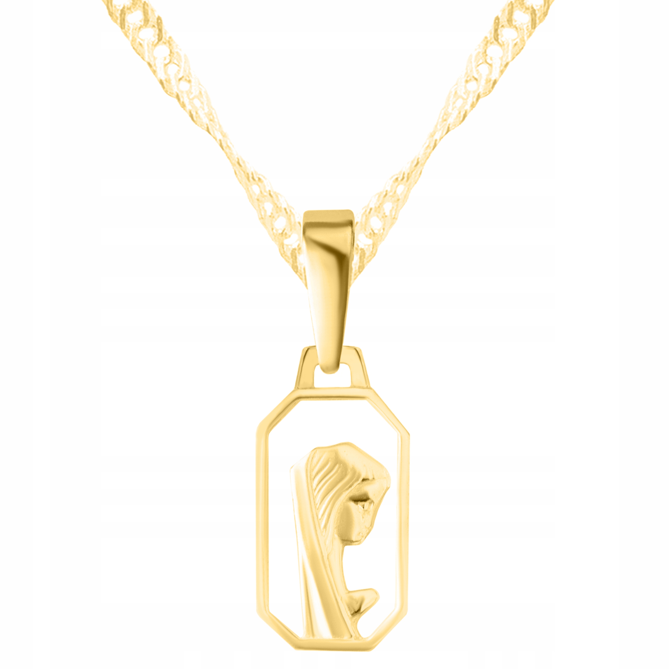 Zlatý Náhrdelník Medalonek s Matkou Boží Pozlacený 585 Panna Maria Stříbro 925