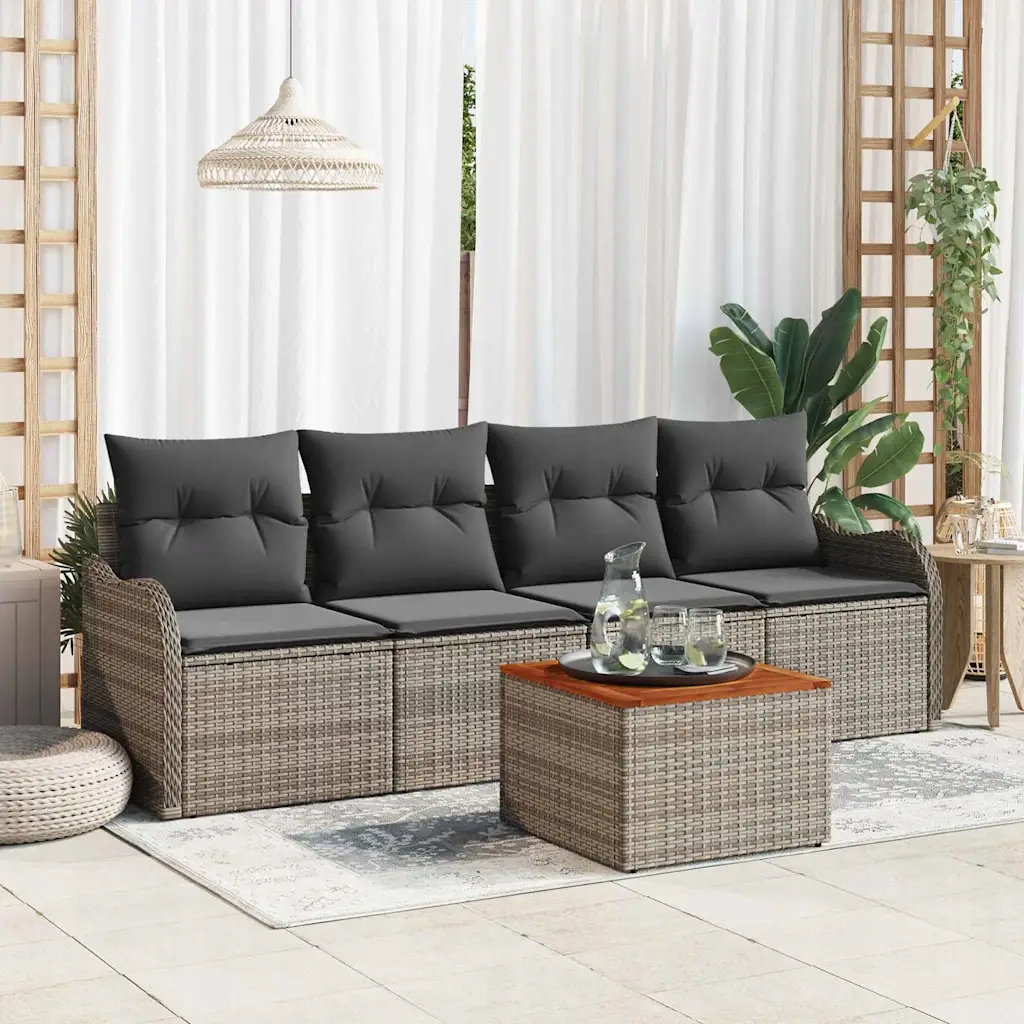 Sada zahradních pohovek 5 pcs Šedá Poly ratan Šedá 3347384