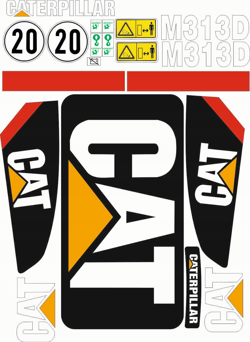 CAT CATERPILLAR 313 D NAKLEJKI NAKLEJKA