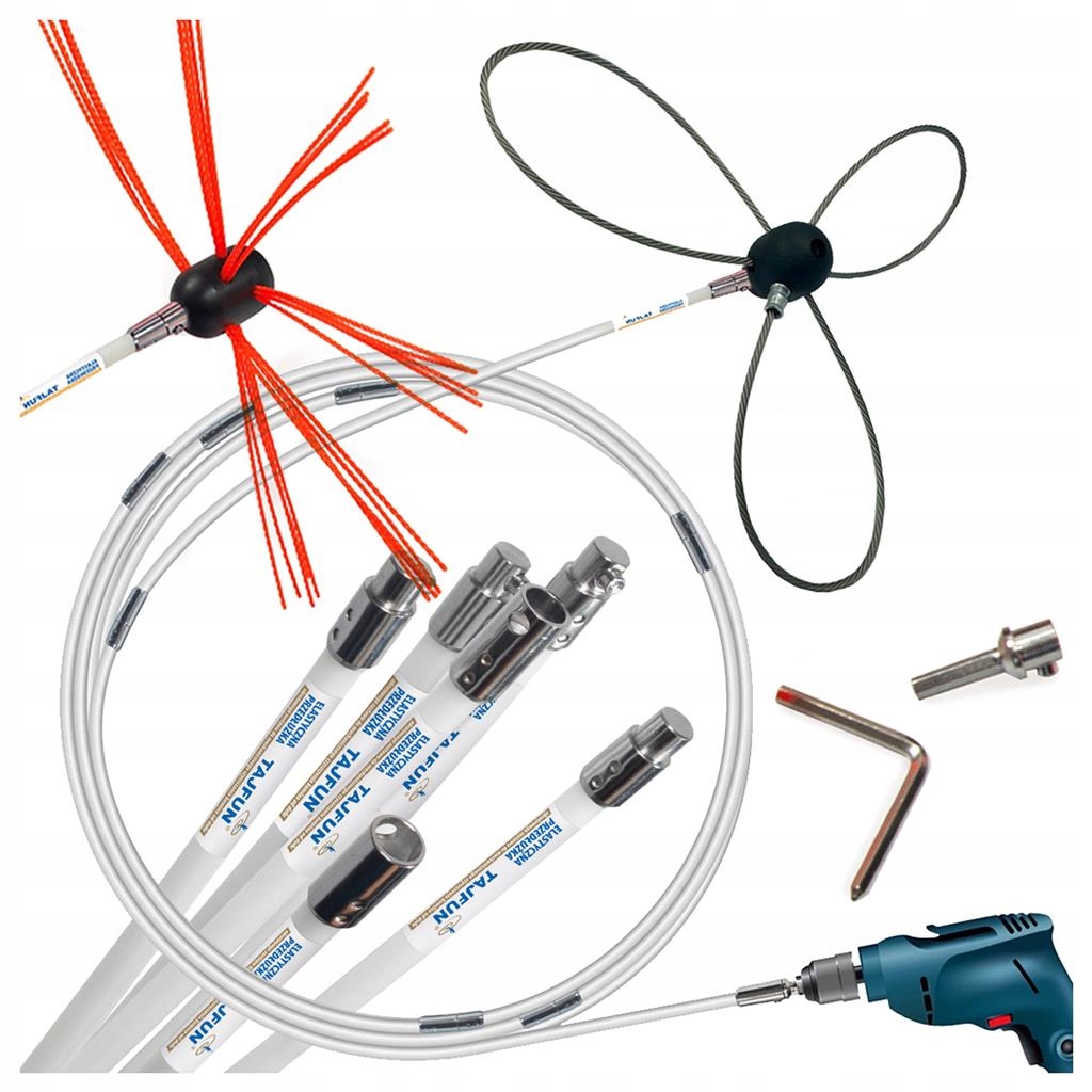 Zestaw Szczotek Do Czyszczenia Komina Wiertarką Tajfun 12 M 2 Głowice