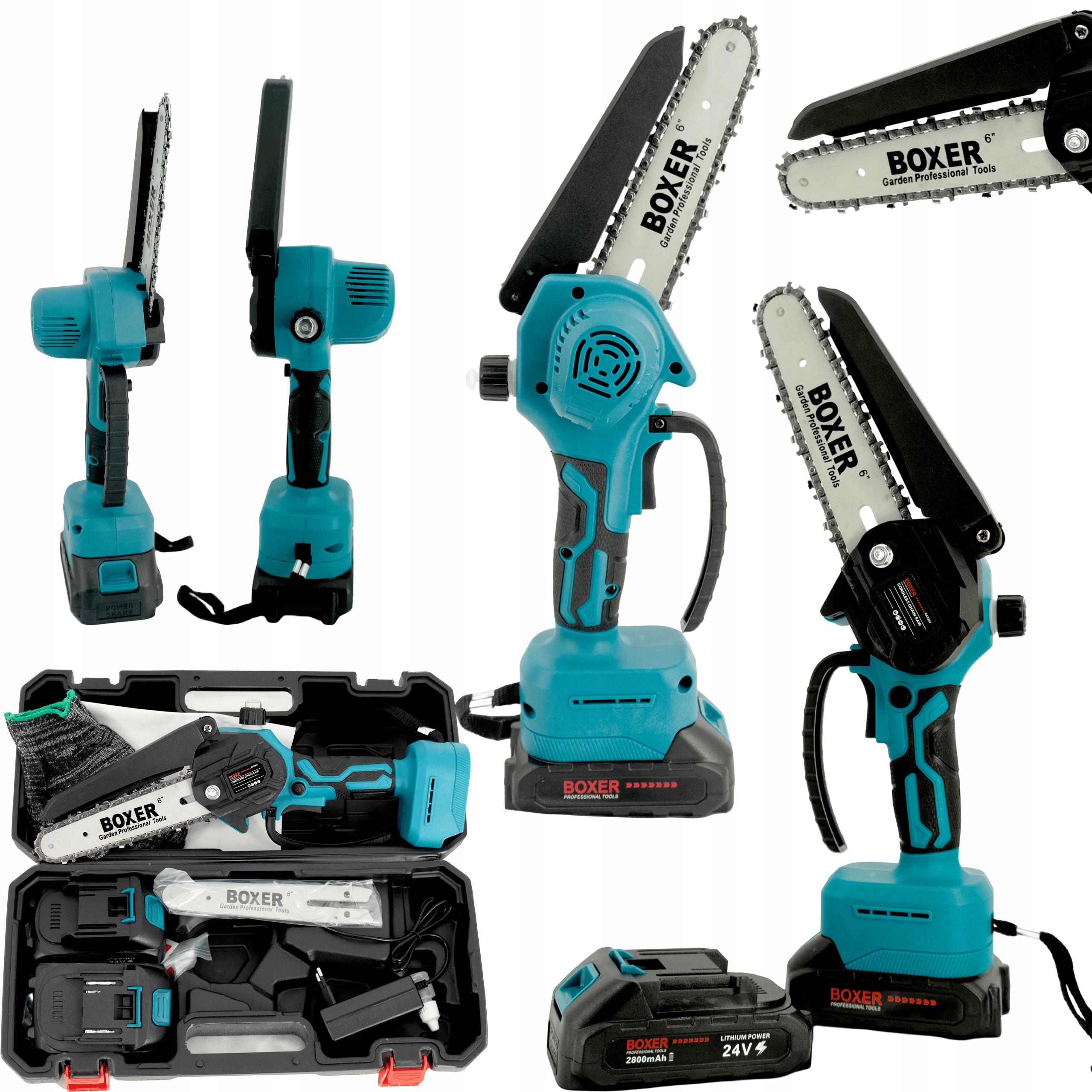 Piła Łańcuchowa Akumulatorowa 24V Pilarka Ręczna 2X Akumulator 6" Cali