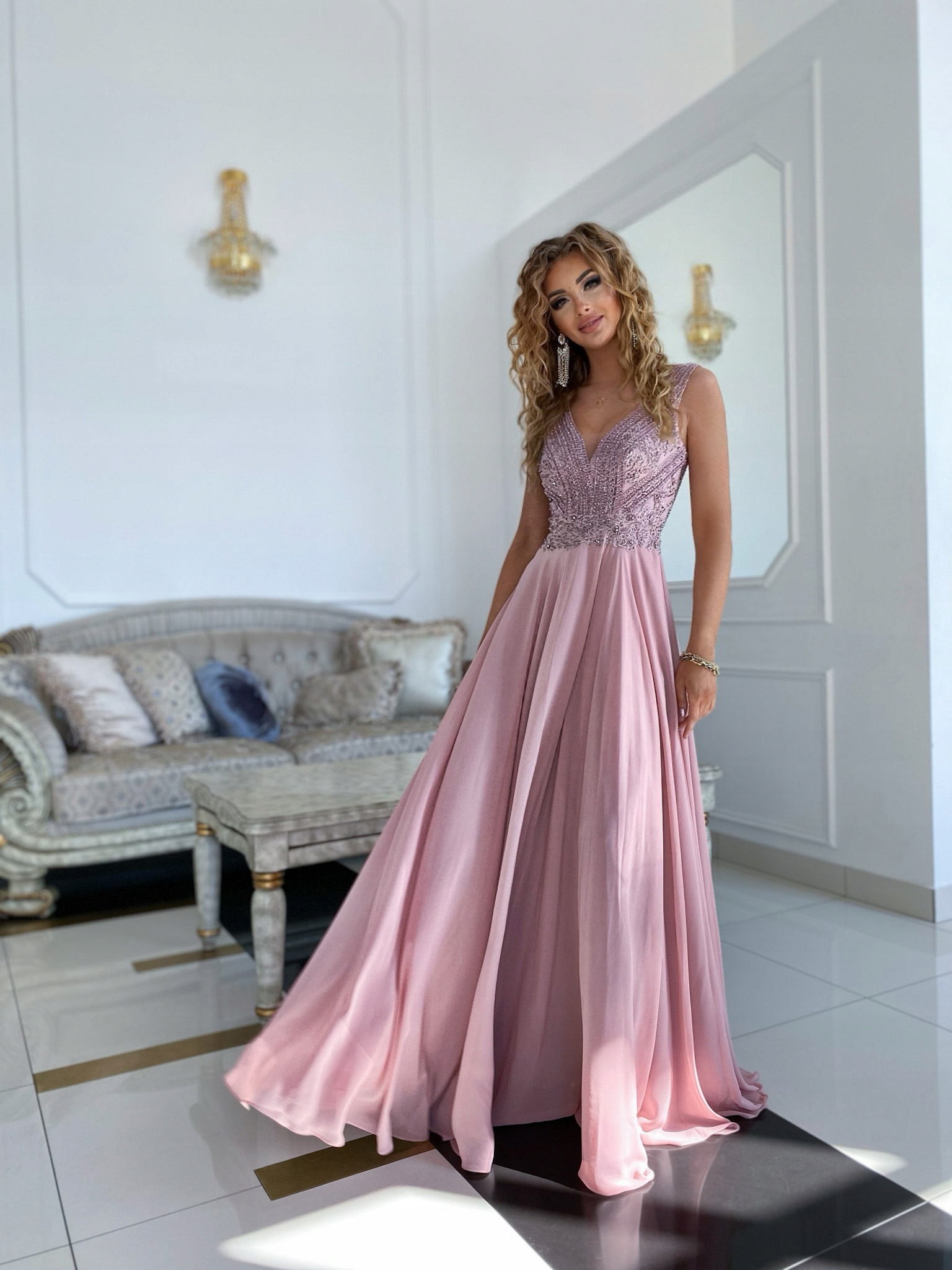 Dlouhé Šaty Na Svatební Hostinu Campari Starorůžová 52