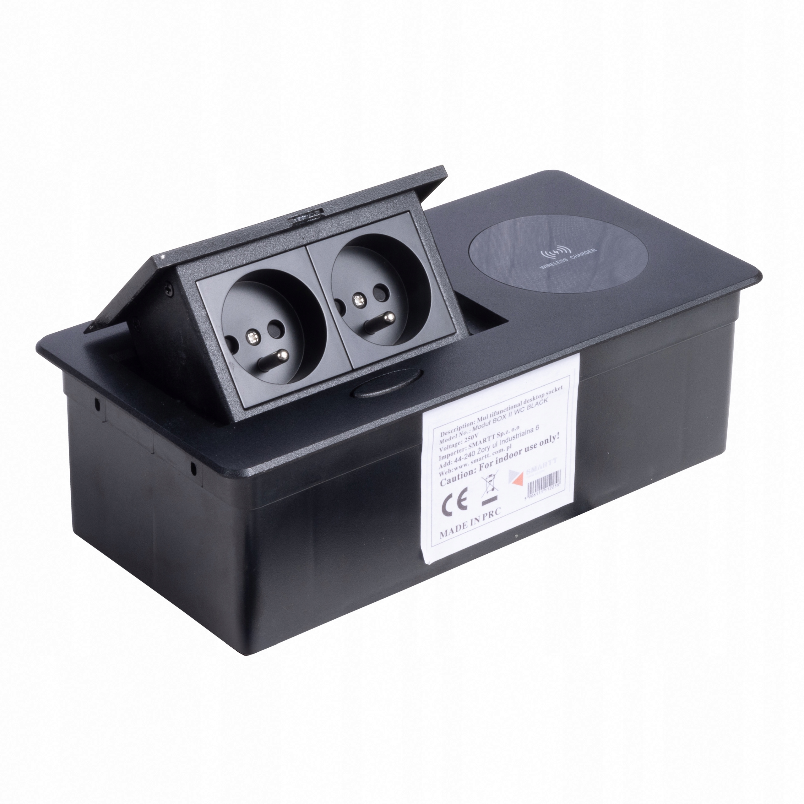 Zásuvka na dosku nábytku zapustená do dosky 2x230V +WC15W Modulbox II čierna