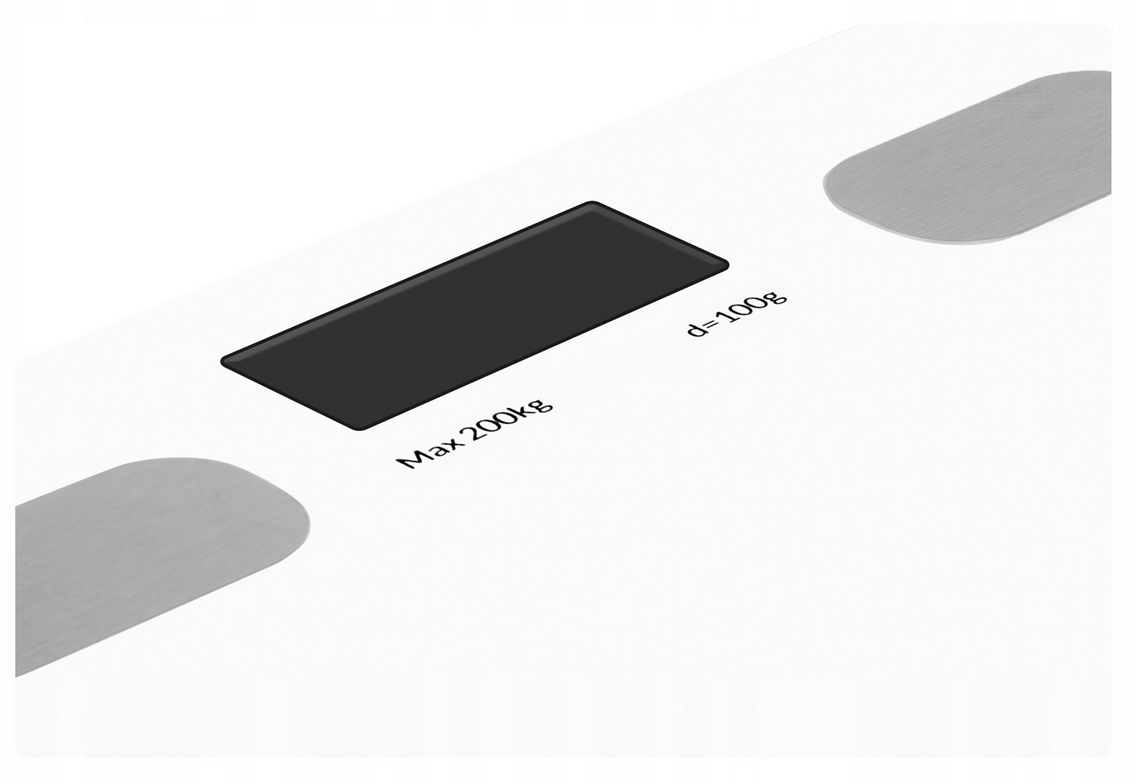 INTELIGENTNA WAGA ŁAZIENKOWA BLUETOOTH ANALITYCZNA APLIKACJA ZEEGMA 17W1 Materiał platformy szkło