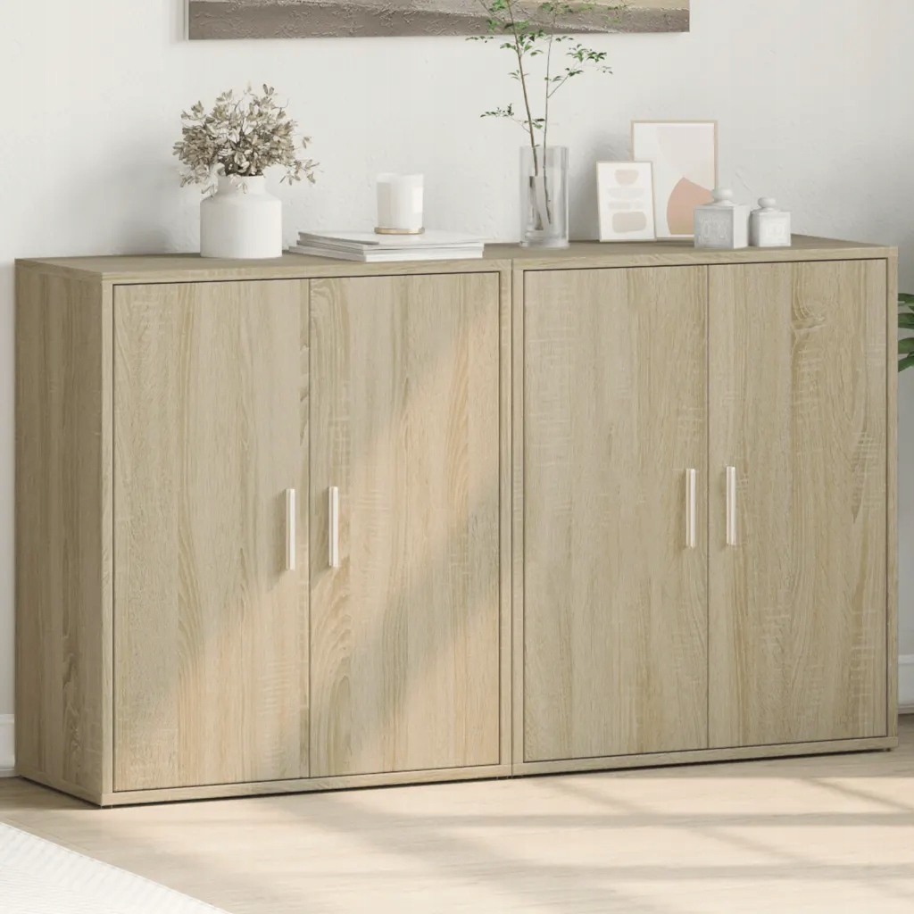 Příborníky 2 ks dub sonoma 60 x 31 x 70 cm kompozitní dřevo Hnědá 3276541