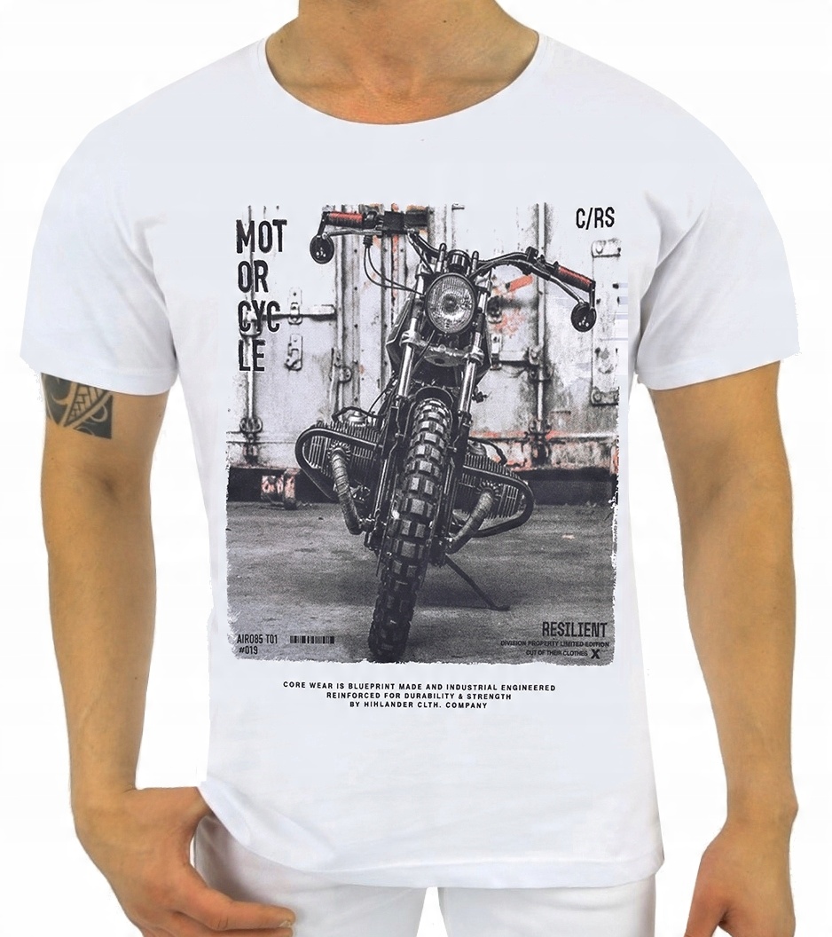 

Męski T-shirt Z Nadrukiiem Koszulka Elastan Jakość