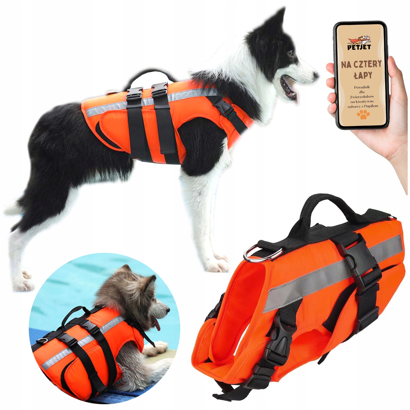 Levně Kapok pro psa L záchranná vesta pro plavání ve vodě jezera oranžová