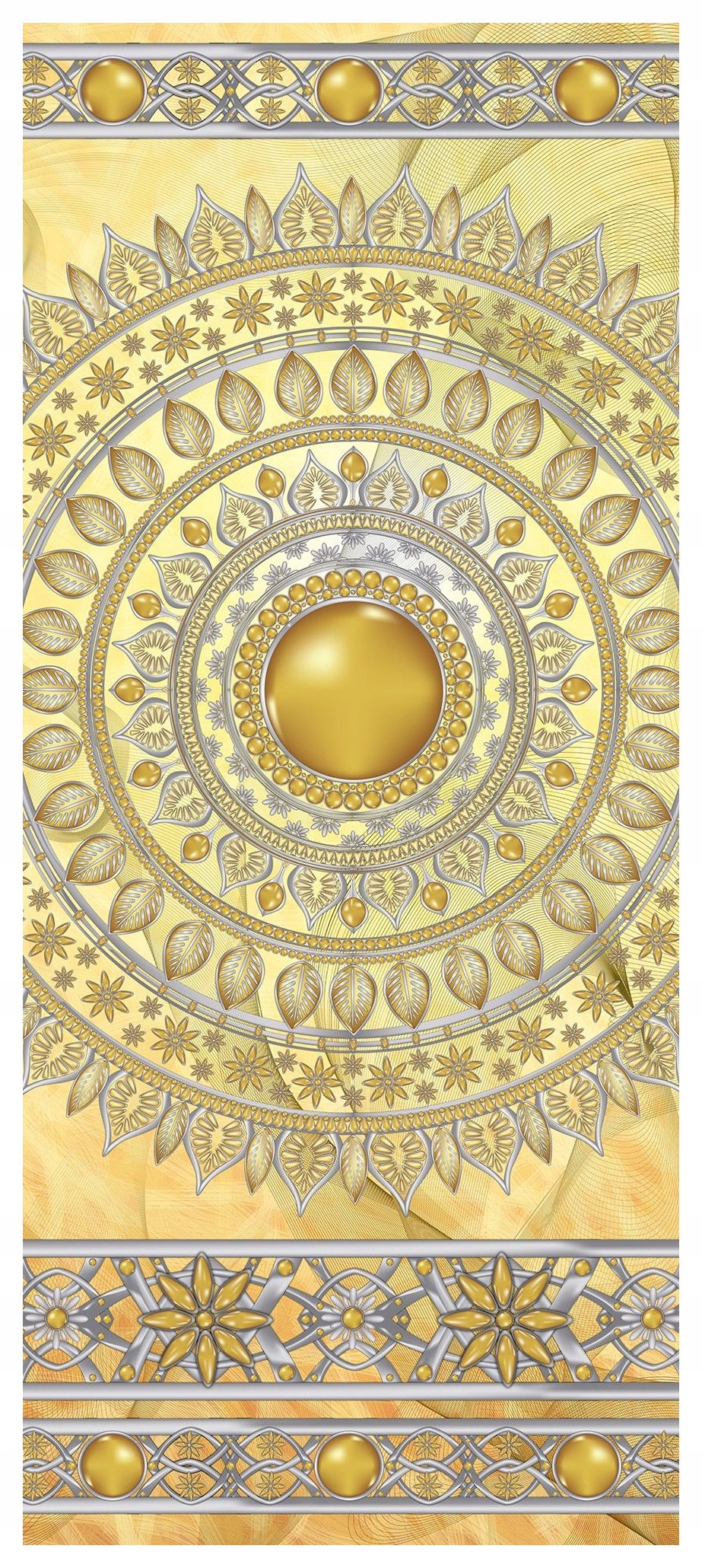 Vliesová fototapeta Zlatá Mandala s leskem a ornamentem 91x211 lepidlo
