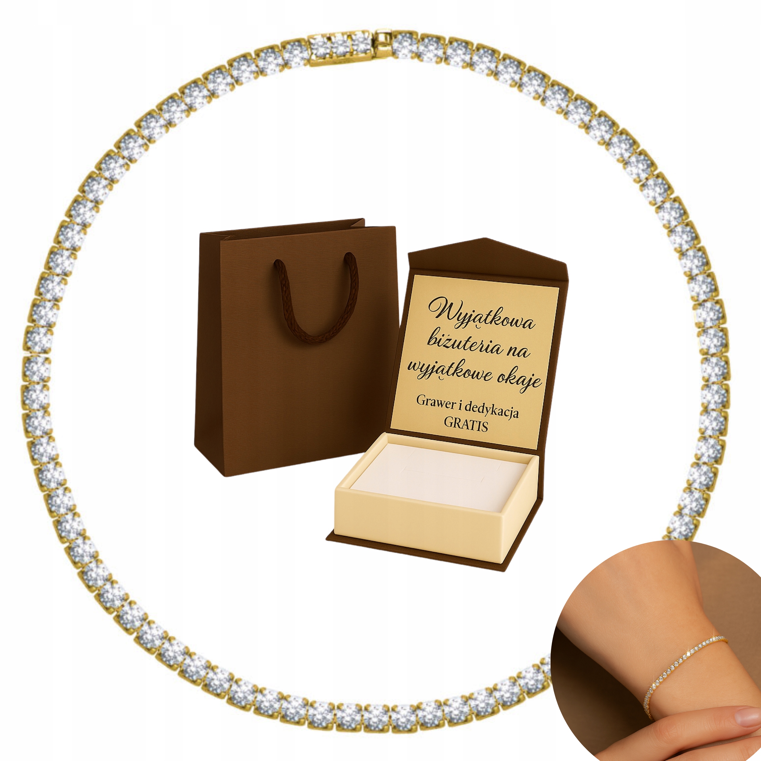 Dámský zlatý náramek Zirkony PR.925/ Krabička Dárek Pro Ni