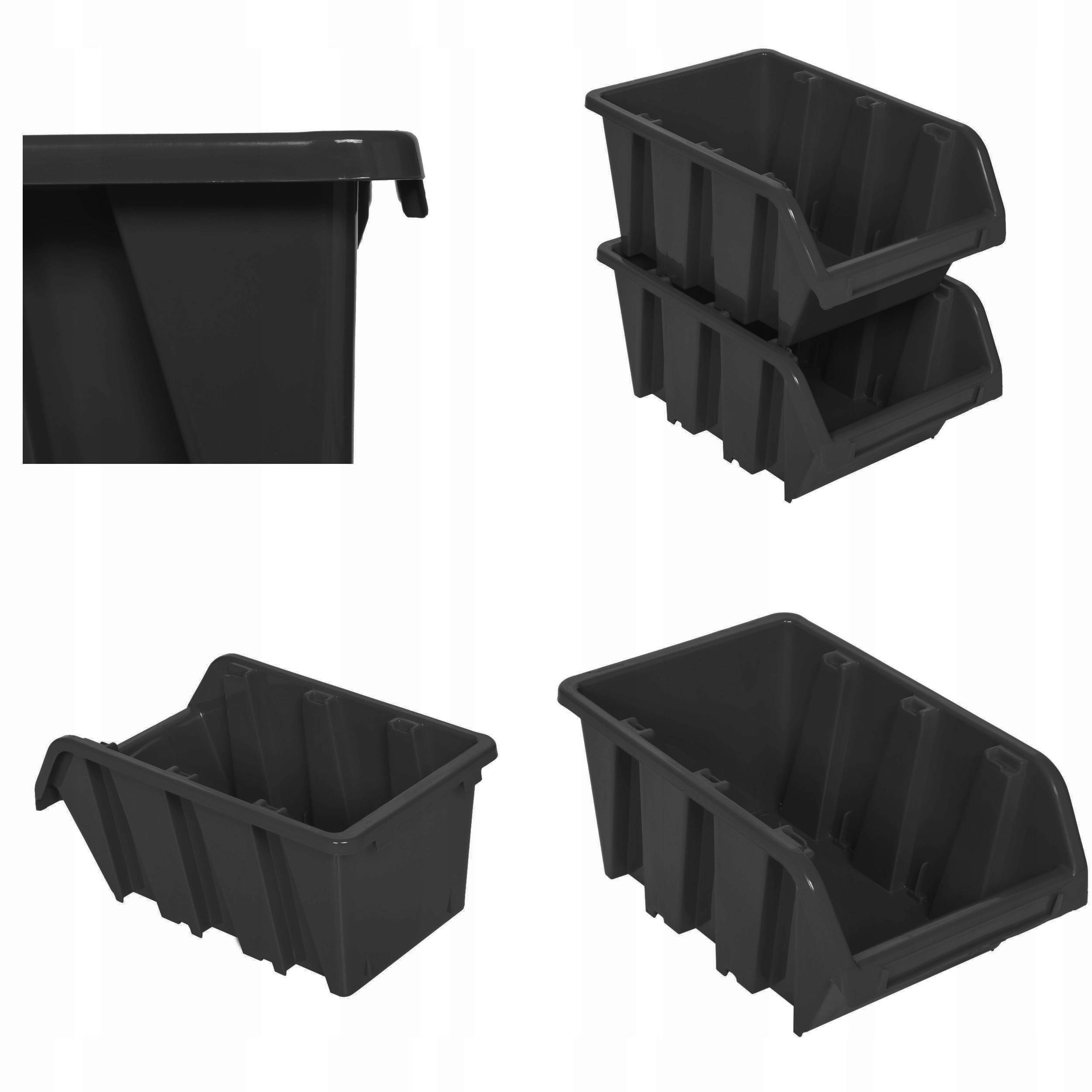 100 x Plastová přepravka úložný box dílenský garáž 120x195x90 mm Černá
