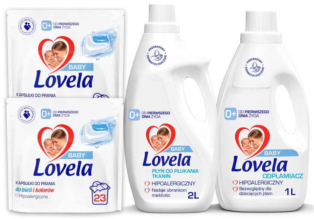 Lovela Baby Kapsle na praní 46 kusů Tekutá aviváž Odstraňovač skvrn