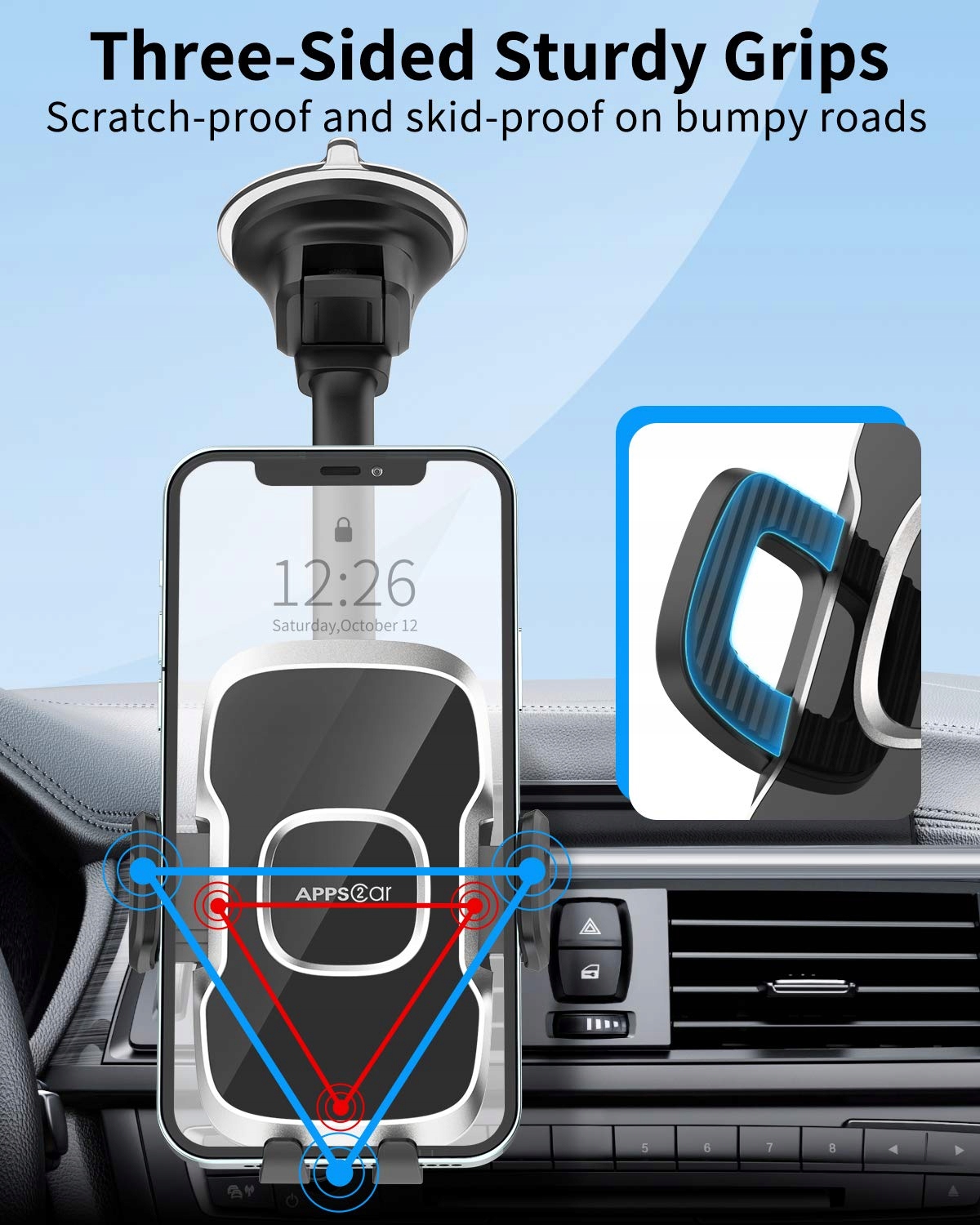 APPS2CAR Uchwyt Samochodowy Na Telefon Do Szyby Elastyczne Ramię 13 Cali — miniatura 5