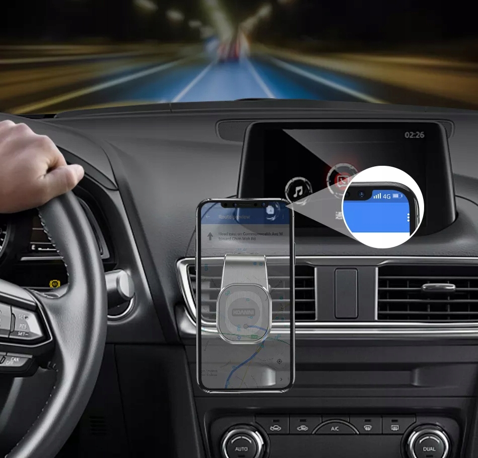 UCHWYT MAGNETYCZNY DO KRATKI AUTA ALUMINIUM Kolor czarny