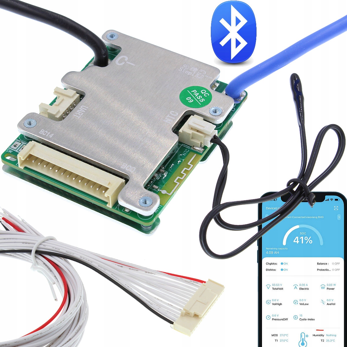 Smart Bms Jbd Balancér Bluetooth 10S 13S 29,4V 36V 48V Li-ion 7S-14S 30A