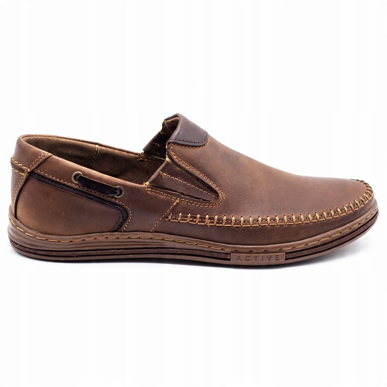 

Buty Męskie Slip On Mokasyny Skóra 09 Brąz 40