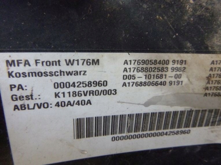 MERCEDES A KLASA 176 LIFT FRONTSTOSSSTANGE