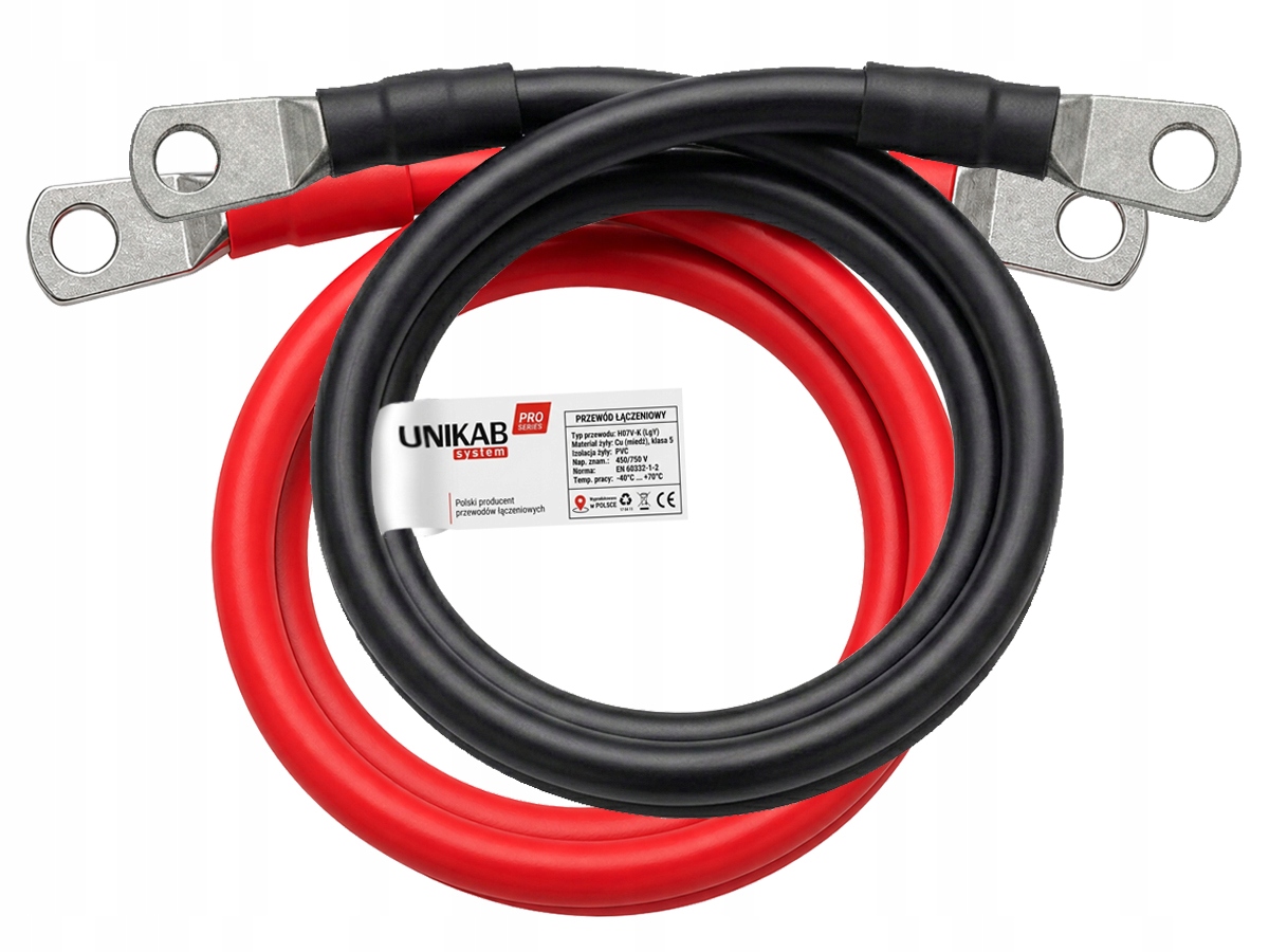 Przewód kabel linka Lgy 35mm2 M10-M10 2x 50cm do łączenia akumulatorów