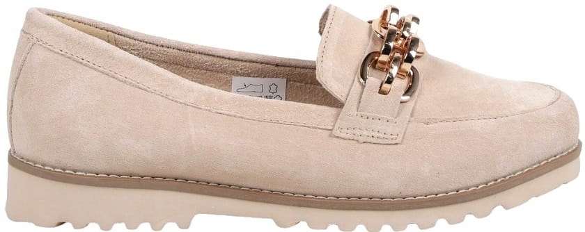 WYGODNE BUTY SKÓRZANE MOKASYNY SKÓRA DAMSKIE LOAFERSY BEŻOWE ZAMSZOWE Kod producenta 4561 BEŻOWY