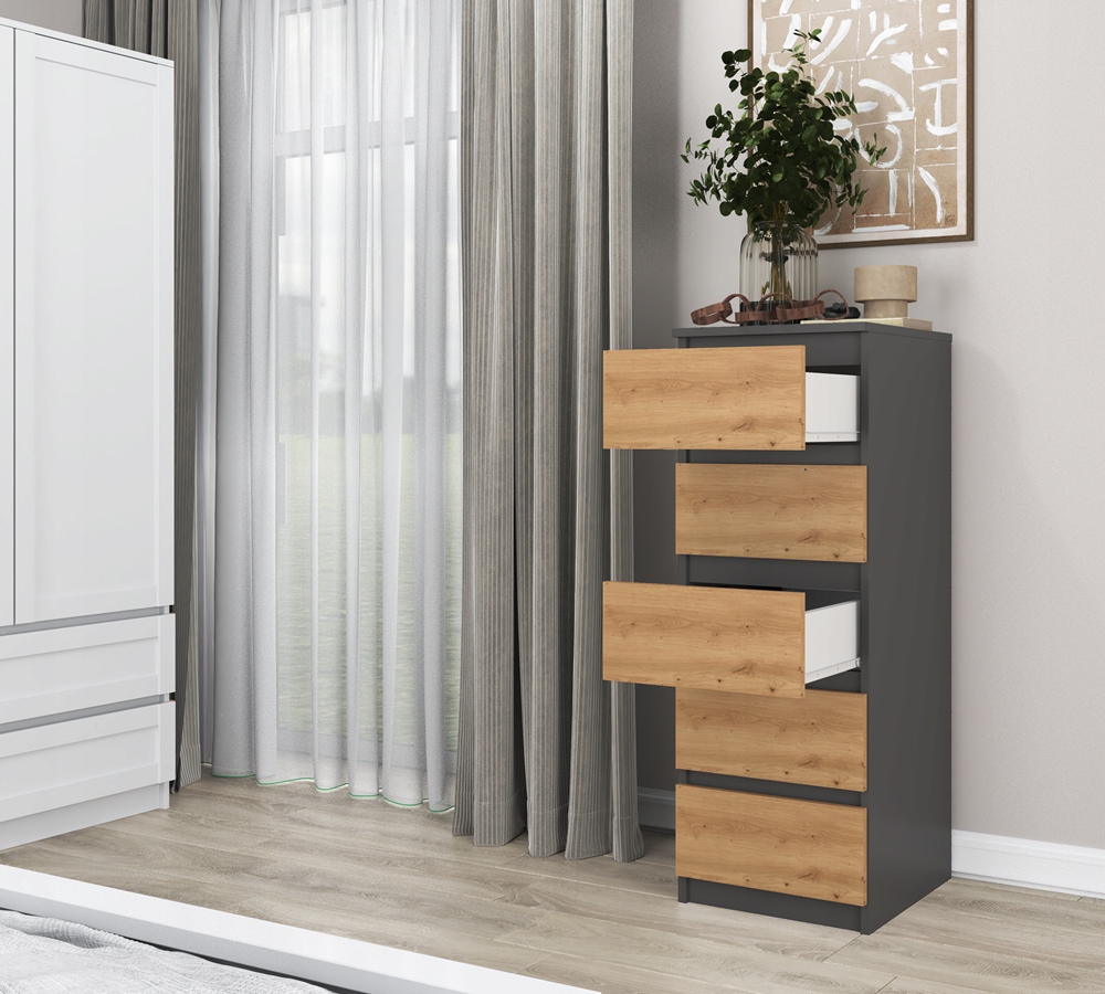 KOMODA SZAFKA NOWOCZESNA 40cm POJEMNA REGAŁ SZUFLADY MEBLE ANTRACYT ARTISAN Marka VMP