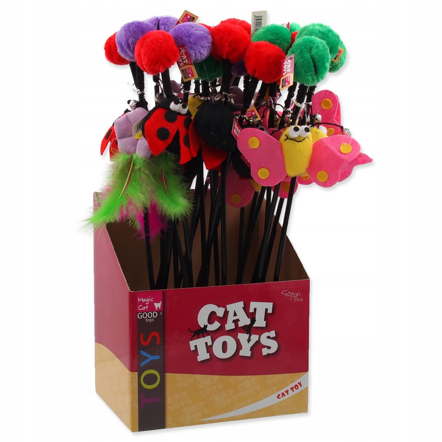 Levně Magic cat Display Toy Magic Cat prut s bambulí a hračkou mix 6 cm 45 cm