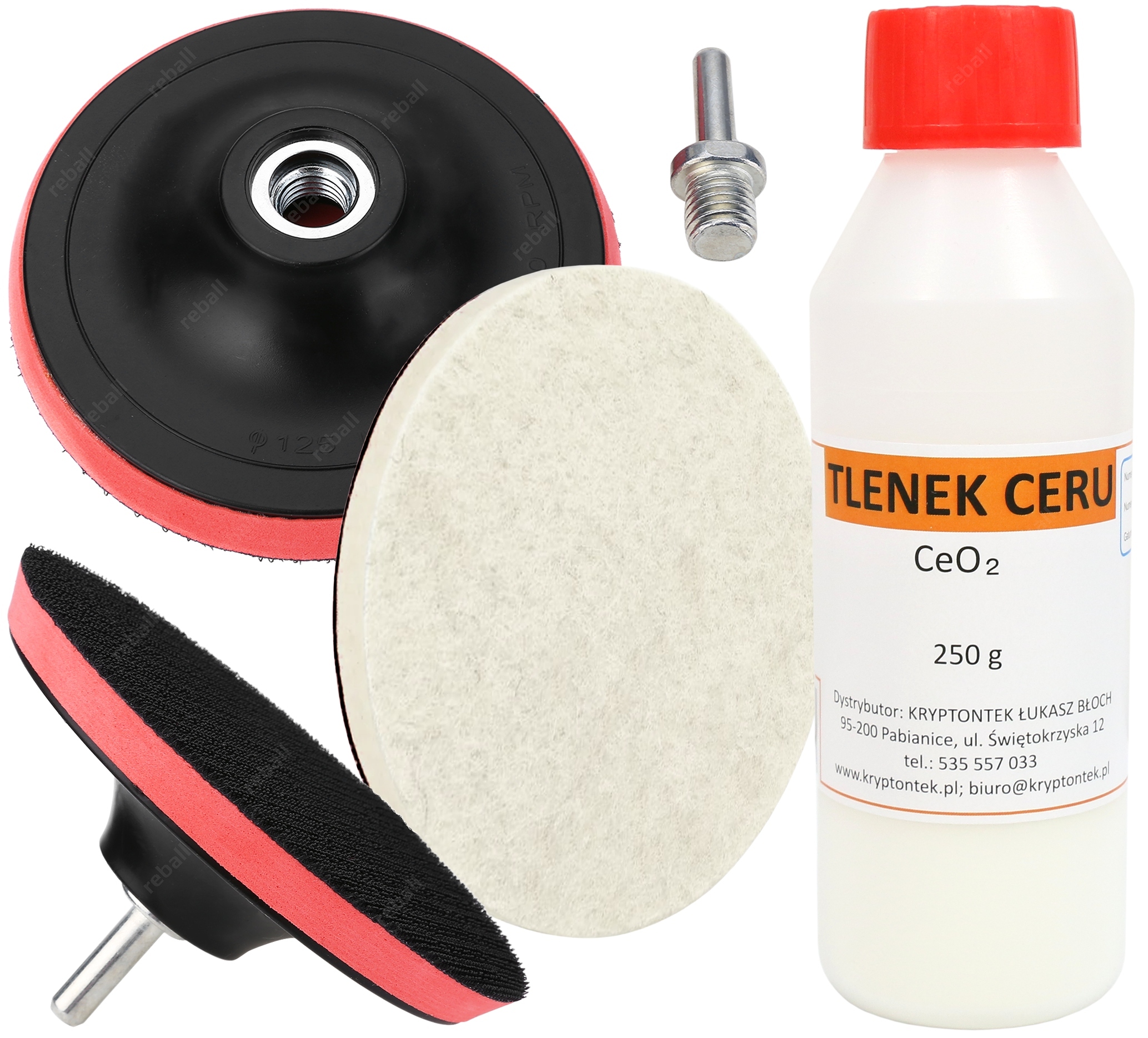 Zestaw Do Polerowania Szyb Tlenek Ceru 250g Pad Polerski 125mm Filc Na Rzep