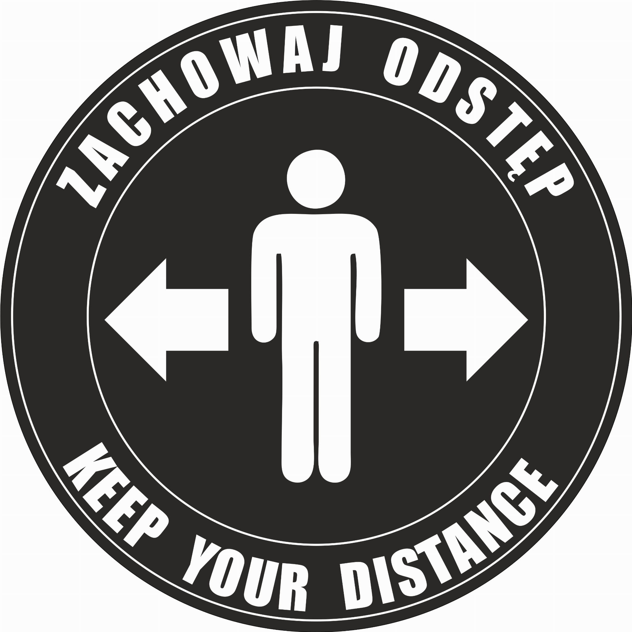 Naklejka na podłogę ZACHOWAJ ODSTĘP 30cm