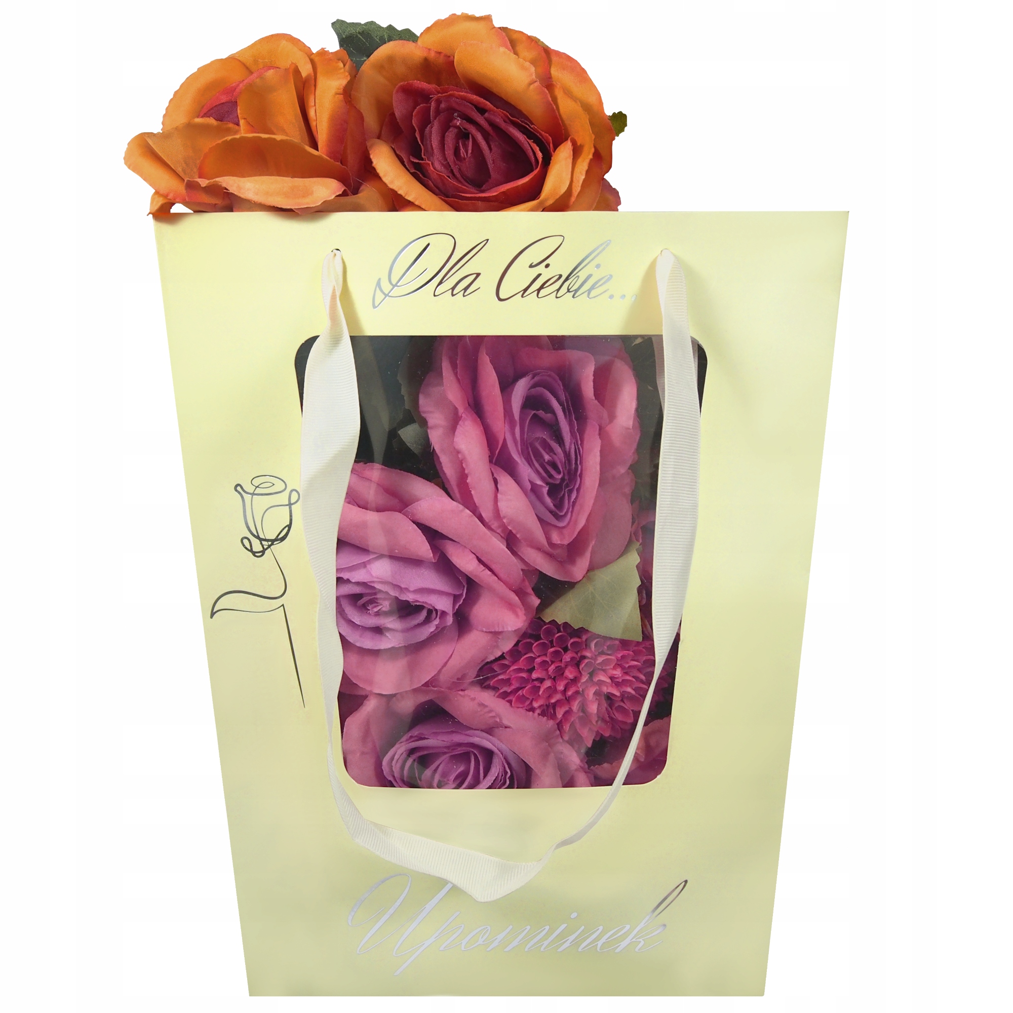 Przezroczysta torebka prezentowa z okienkiem nadrukiem na ślub Dzień Matki