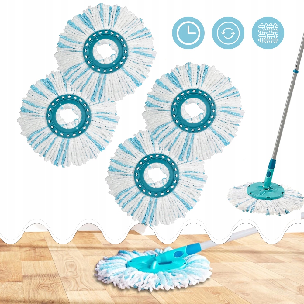 Vyměnitelná Hlavice K Mopu Pro Leifheit, Sada 4X Vyměnitelných Hlavic K Mopu